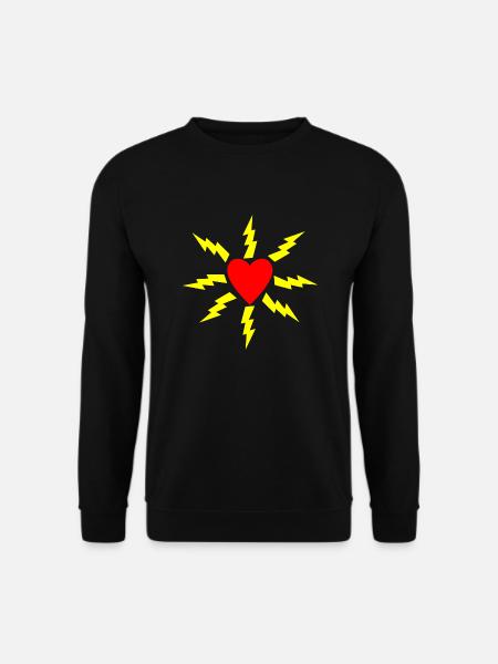 Herz mit Blitzen - Unisex Pullover - Schwarz