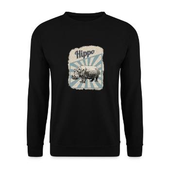 Hippos Nilpferde Flusspferde Hippopotamus Geschenk - Unisex Pullover - Schwarz - Vorne - Alina (178cm) & Michal (187cm)
