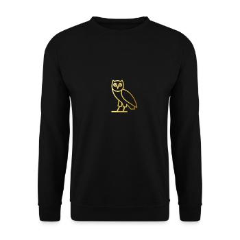 UHU / owl in gold design. - Unisex Sweatshirt - black - Front - Alina (178cm) & Michal (187cm)