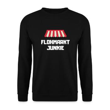 Geschenk für Flohmarkt Junkies - Unisex Pullover - Schwarz - Vorne - Alina (178cm) & Michal (187cm)