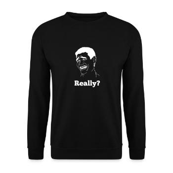 Memes Really Fun Face Motif Design - Unisex Sweatshirt - black - Front - Alina (178cm) & Michal (187cm)