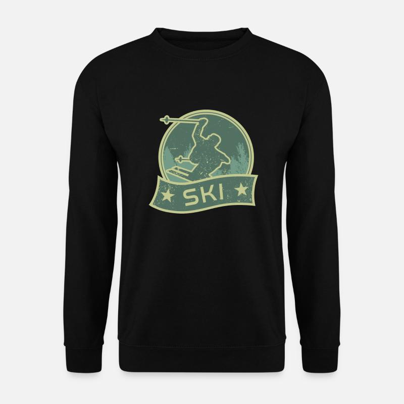 Ski retro vintage Geschenk Skifahrer Winter Sport - Unisex Pullover - Schwarz
