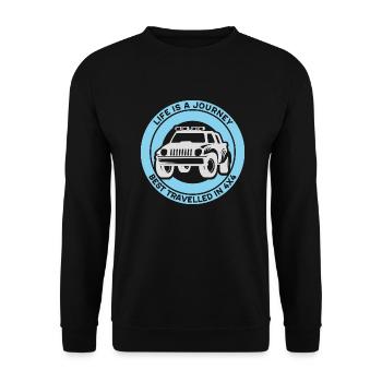 Lustiges Geländewagen Offroad Auto 4x4 Geschenk - Unisex Pullover - Schwarz - Vorne - Alina (178cm) & Michal (187cm)