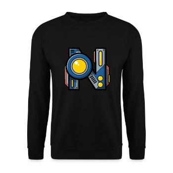 Buchstabe N Geschenk Name Roboter Technik nerd - Unisex Pullover - Schwarz - Vorne - Alina (178cm) & Michal (187cm)