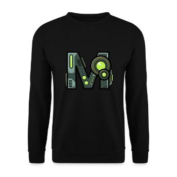 Letter M Gift Name Robot Technique nerd - Unisex Sweatshirt - black - Front - Alina (178cm) & Michal (187cm)