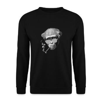 AFFE MIT ZIGARRE T SHIRT LUSTIGES SHIRT GESCHENK - Unisex Pullover - Schwarz - Vorne - Alina (178cm) & Michal (187cm)