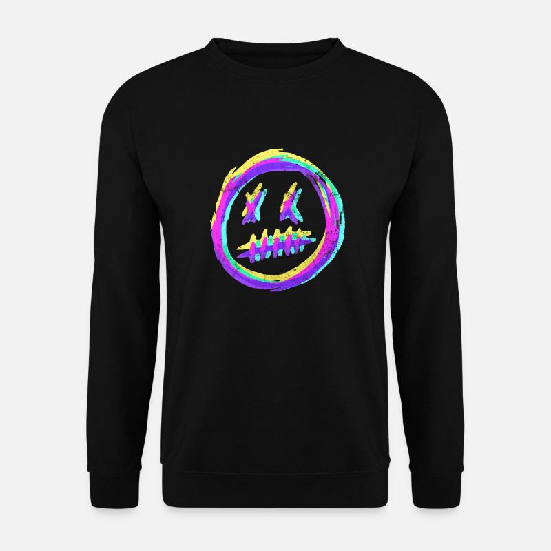 Verrücktes Smiley Gesicht - RGB Glitch - Unisex Pullover - Schwarz