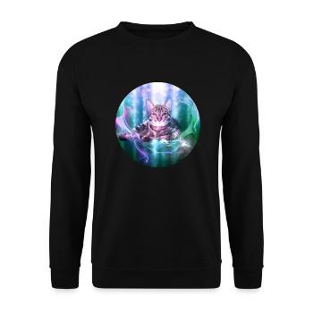 Katze Fantasy - Unisex Pullover - Schwarz - Vorne - Alina (178cm) & Michal (187cm)