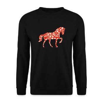 pferd weihnachten Weihnachtspferd - Unisex Pullover - Schwarz - Vorne - Alina (178cm) & Michal (187cm)