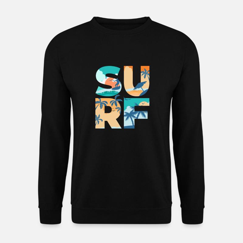 SURF Sommer Strand Wellen Surfbrett - Geschenkidee - Unisex Pullover - Schwarz