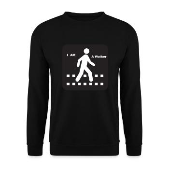 I Am A Walker white writing - Unisex Sweatshirt - black - Front - Alina (178cm) & Michal (187cm)