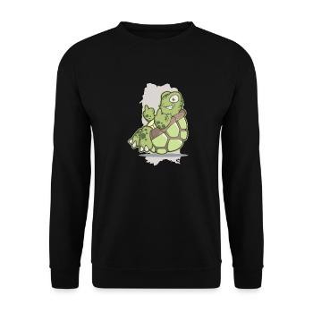 Turtle Zoo Funny Animal Middle Finger Protest - Sweat-shirt Unisexe - noir - Devant - Alina (178cm) & Michal (187cm)