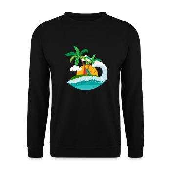 Surfing - Sunset beach palm and wave - Unisex Sweatshirt - black - Front - Alina (178cm) & Michal (187cm)
