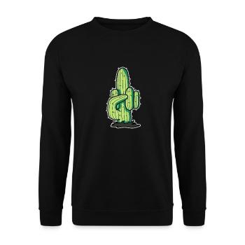 Kaktus Mittelfinger - Unisex Pullover - Schwarz - Vorne - Alina (178cm) & Michal (187cm)