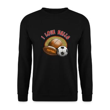 Ich liebe Bälle, Basketball, Fußball, Football - Unisex Pullover - Schwarz - Vorne - Alina (178cm) & Michal (187cm)