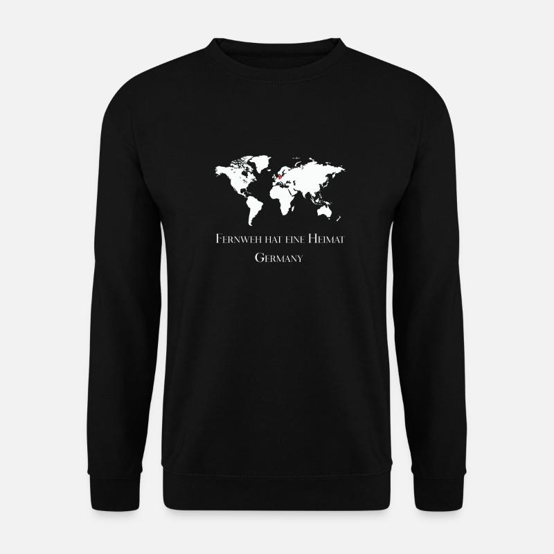 Fernweh hat eine Heimat, Reisen, Weltkarte - Unisex Pullover - Schwarz
