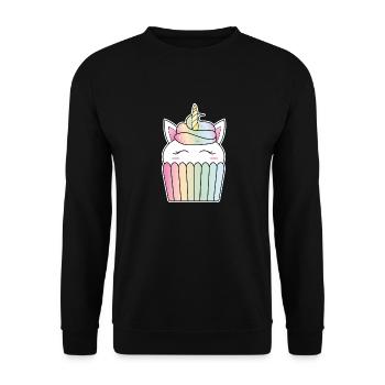 Cute unicorn cupcake tart bake LGBT apron - Unisex Sweatshirt - black - Front - Alina (178cm) & Michal (187cm)