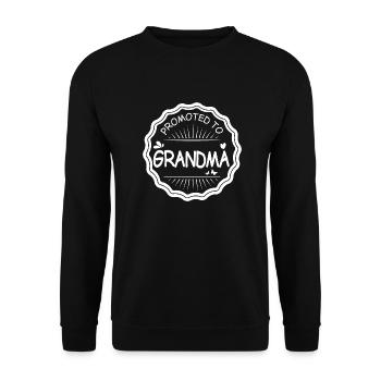Befördert zu Oma Weiß - Geschenkidee - Unisex Pullover - Schwarz - Vorne - Alina (178cm) & Michal (187cm)