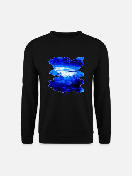 gxp wolkiger Himmel blau Spritzer Wasserfarbe - Unisex Pullover - Schwarz