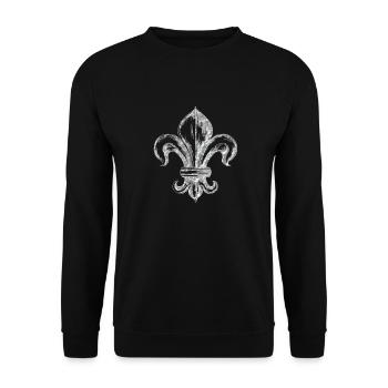 Fleur de Lys Silber ★ SpiritSpread - Unisex Pullover - Schwarz - Vorne - Alina (178cm) & Michal (187cm)