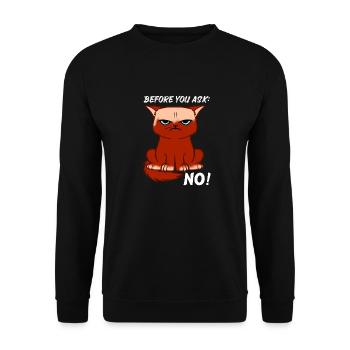 Angry Cat Dites Non, Idée Cadeau génial - Sweat-shirt Unisexe - noir - Devant - Alina (178cm) & Michal (187cm)