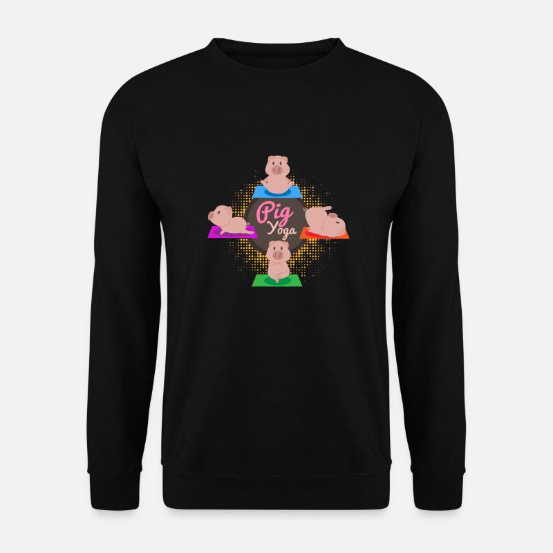 Pig Yoga Lustig - Geschenkidee - Unisex Pullover - Schwarz
