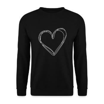 Herz Illustration weiße Linien - Unisex Pullover - Schwarz - Vorne - Alina (178cm) & Michal (187cm)