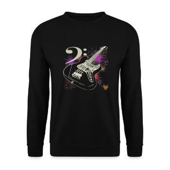 Bass Gitarre Mit Bass Notenschluessel - Unisex Pullover - Schwarz - Vorne - Alina (178cm) & Michal (187cm)