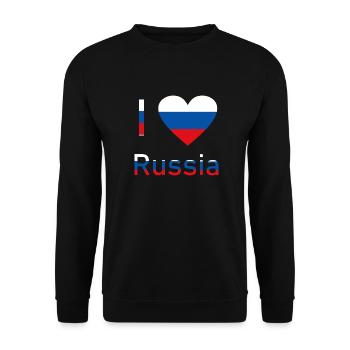 I Love Russia in den Farben der Flagge ! - Unisex Pullover - Schwarz - Vorne - Alina (178cm) & Michal (187cm)