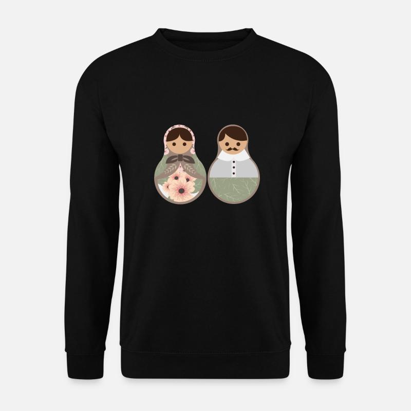 Russland Liebespaar Matroschka Puppen Geschenk - Unisex Pullover - Schwarz