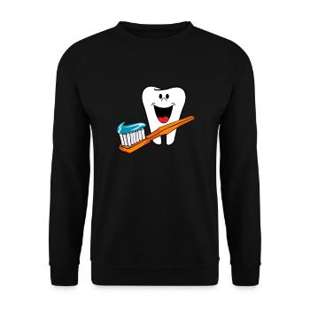 Happy Teeth Healthy teeth like to laugh - Unisex Sweatshirt - black - Front - Alina (178cm) & Michal (187cm)