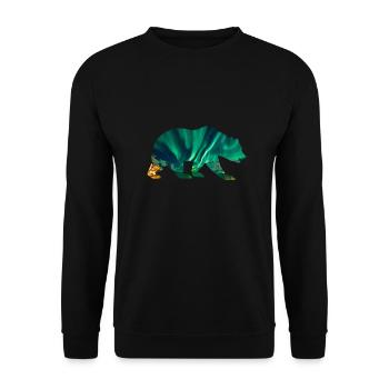 Ours polaire, aurores boréales - Sweat-shirt Unisexe - noir - Devant - Alina (178cm) & Michal (187cm)