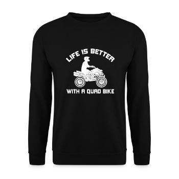 LIFE IS BETTER WITH A QUAD BIKE - Unisex Pullover - Schwarz - Vorne - Alina (178cm) & Michal (187cm)