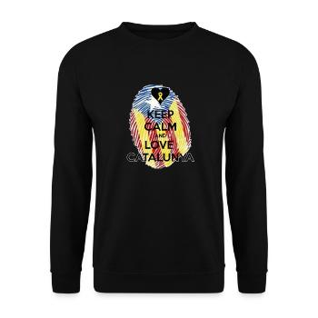 Bleib ruhig und liebe Catalunya - Unisex Pullover - Schwarz - Vorne - Alina (178cm) & Michal (187cm)
