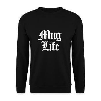 Mug Life (Pun) blanc - Sweat-shirt Unisexe - noir - Devant - Alina (178cm) & Michal (187cm)