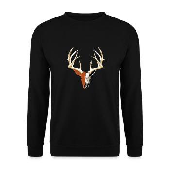 Deer head with skull fade - Unisex Sweatshirt - black - Front - Alina (178cm) & Michal (187cm)