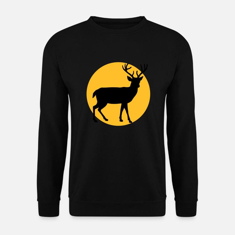 Deer with moon and sunset - Unisex Sweatshirt - black