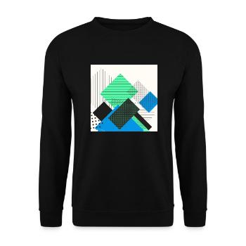 Abstrakte Rechtecke Pastell - Unisex Pullover - Schwarz - Vorne - Alina (178cm) & Michal (187cm)