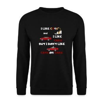 I like cats and car-But not cats on car - Unisex Sweatshirt - black - Front - Alina (178cm) & Michal (187cm)