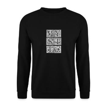 Mystisch | Floral | Muster | Blumenmuster - Unisex Pullover - Schwarz - Vorne - Alina (178cm) & Michal (187cm)