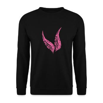 Maori Feder Federn Pink - Geschenkidee - Unisex Pullover - Schwarz - Vorne - Alina (178cm) & Michal (187cm)