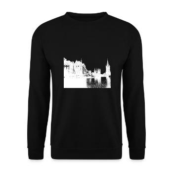 City of Halle Saale white - Unisex Sweatshirt - black - Front - Alina (178cm) & Michal (187cm)