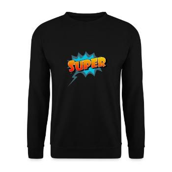 Super Comic Lettering Symbol - Unisex Pullover - Schwarz - Vorne - Alina (178cm) & Michal (187cm)
