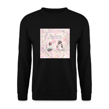 Spring is in the Air - Vogelküken - Unisex Pullover - Schwarz - Vorne - Alina (178cm) & Michal (187cm)