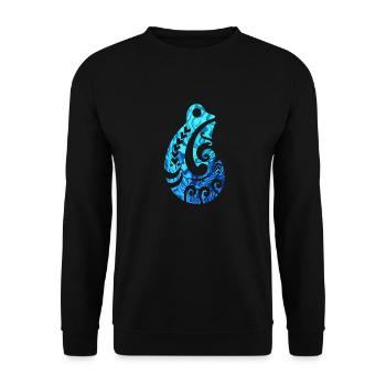 Maori Fischhaken Hei Matau Tribal Tattoo Paua - Unisex Pullover - Schwarz - Vorne - Alina (178cm) & Michal (187cm)