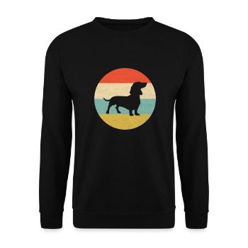 Hunderasse Dachshund Hundehalter Geschenk - Unisex Pullover - Schwarz - Vorne - Alina (178cm) & Michal (187cm)
