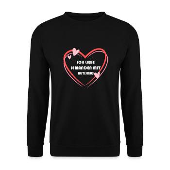 Ich liebe jemanden mit Autismus Geschenk - Unisex Pullover - Schwarz - Vorne - Alina (178cm) & Michal (187cm)