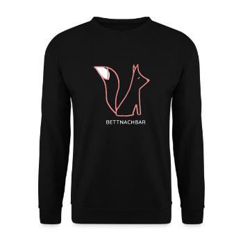 Bettnachbar Fuchs links - Unisex Pullover - Schwarz - Vorne - Alina (178cm) & Michal (187cm)