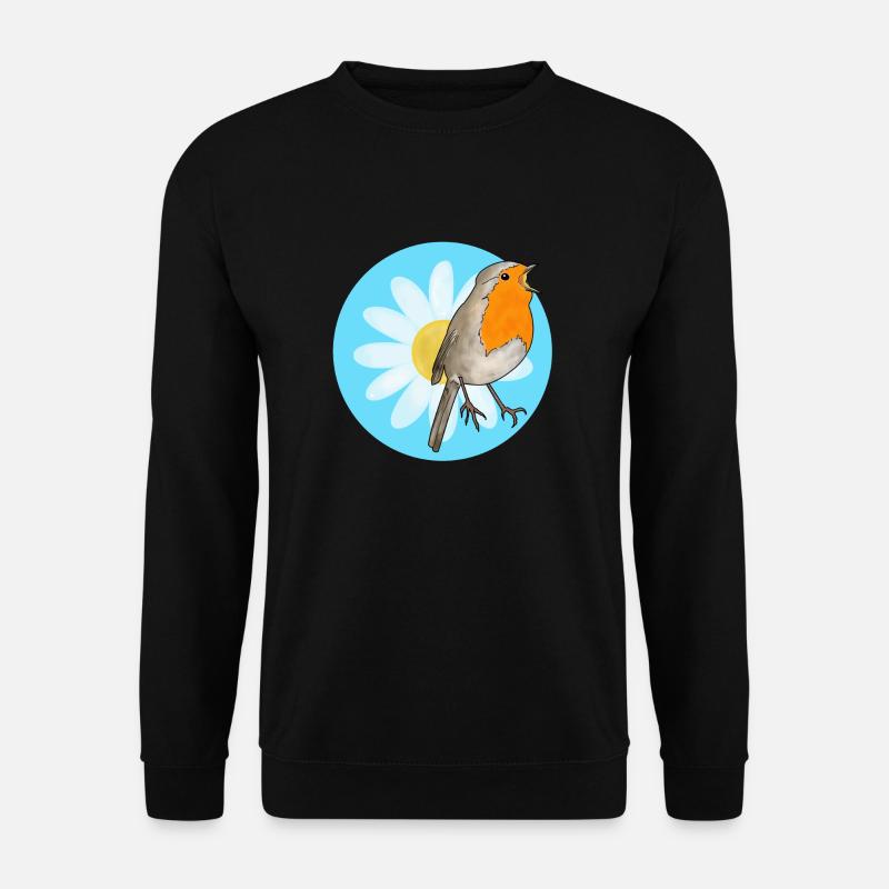 Rotkehlchen und Margerite - Unisex Pullover - Schwarz