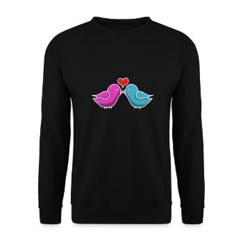 Küssende Vögel Kissing Birds T-Shirt - Unisex Pullover - Schwarz - Vorne - Alina (178cm) & Michal (187cm)